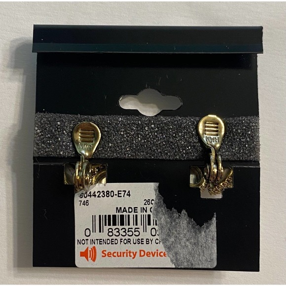 Napier Vintage Red Rhinestone Gold Tone Clip On Earrings NOS - Picture 4 of 5